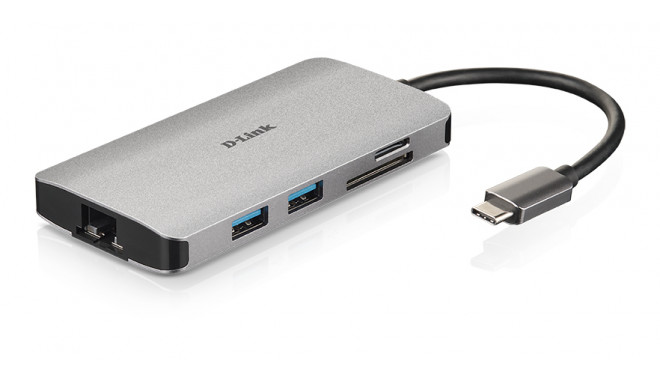 D-LINK DUB-M810 8-ühes USB-C 3.0 jaotur HDMI/Gigabit Ethernet adapter
