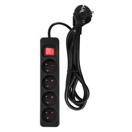 Przedłużacz listwowy 1.5 m, 3 x 1.5 mm2, 4G, czarny, ON/OFF