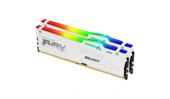 Kingston FURY Beast valge DDR5 RGB EXPO 6400 MHz CL32 32 GB mälumoodulite komplekt