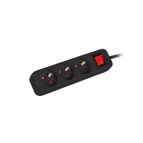 POWER STRIP LANBERG 1.5M 3X FRENCH OUTLETS WITH SWITCH QUALITY-GRADE COPPER CABLE BLACK
