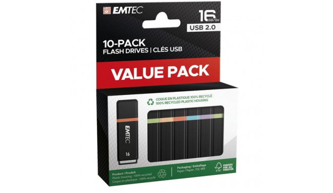 Emtec K100 USB flash drive 16 GB USB Type-A 2.0 Black, Multicolour