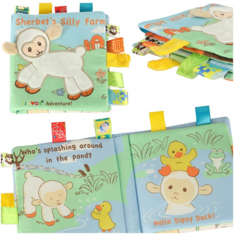Sensory book teether tag lambad