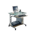 TECHLY Compact Desk for PC Metal Glass with Wheels