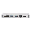 DIGITUS USB Multiport Travel Dock 8 Port 4K HDMI VGA 2x USB-C 2x USB3.0 RJ45 MicroSD SD/MMC silver