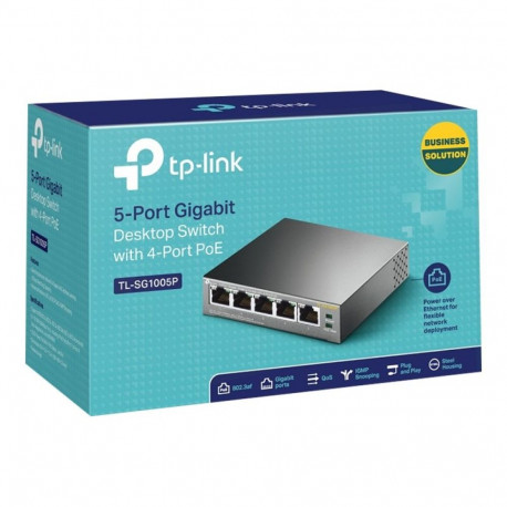 TP-LINK 5-Port Gigabit Desktop Switch with 4-Port PoE 5 Gigabit RJ45 ports including 4 PoE ports 56W