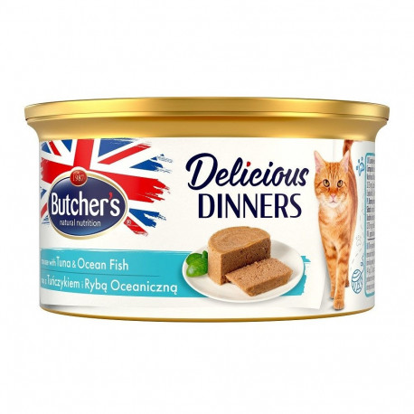 BUTCHER'S CLASSIC DELICIOUS DINNERS märg kassitoit mousse tuunikala ja merekalaga 85 g