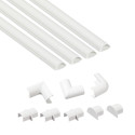 Round Cable Trunking Set 20x10mm, 4x1m white, 8 connection adaptors, click-lock lid,