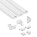 Round Cable Trunking Set 30x15mm, 3x1m white, 7 connection adaptors, click-lock lid,