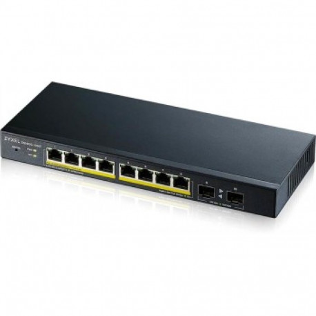 ZYXEL GS1900-10HP V2, 8-PORT GBE L2 POE SMART SWITCH + 2 SFP SLOTS, 802.3AT, DESKTOP, FANLESS, 70 WA