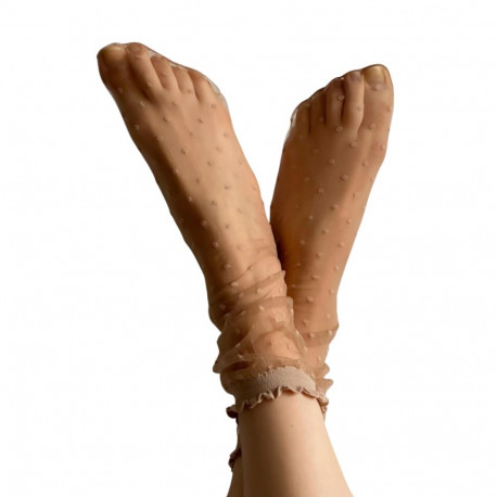 SOKISAHTEL SCARLETT beežid õhukesed täpilised sokid 444