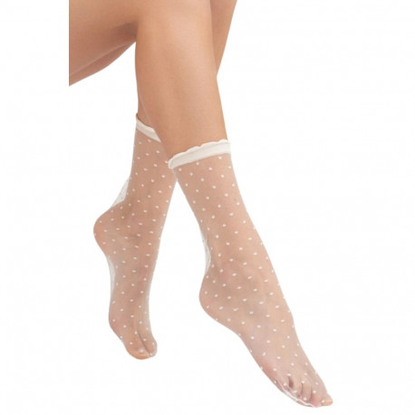 SOKISAHTEL SCARLETT valged õhukesed täpilised sokid 444