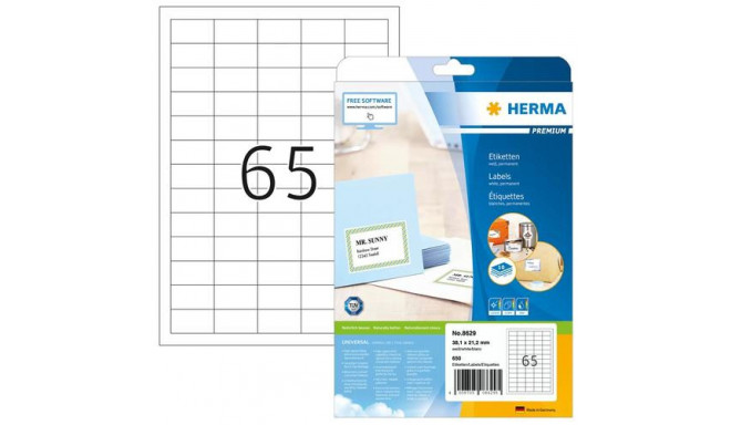 HERMA Labels Premium A4 38.1x21.2 mm white paper matt 650 pcs.