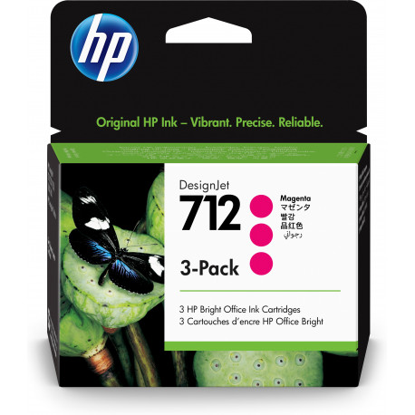 HP 712 purpur kolmikpakend 3ED78A