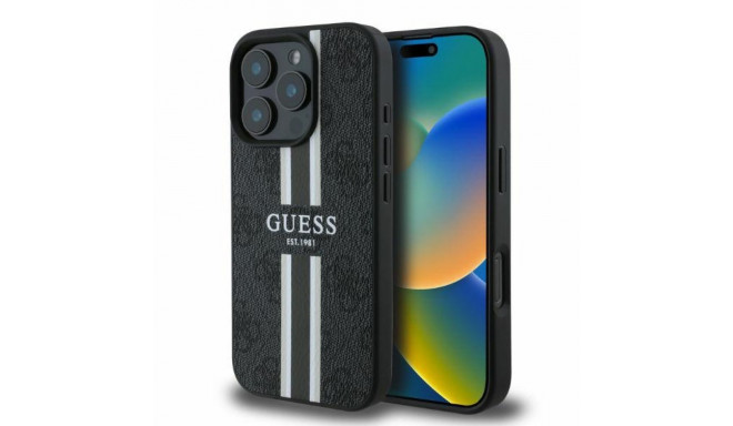 Guess GUHMP16LP4RPSK iPhone 16 Pro 6.3" black hardcase 4G Printed Stripes MagSafe