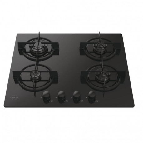 Candy Hob | CVW6BB | Gas on glass | Number of burners/cooking zones 4 | Knobs | Black