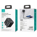 USAMS Network Adapter. 2xUSB T55 12W 4in1 US/AU/EU/UK black/black CC173TC01 (US-CC173) Univesal Trav
