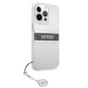 Guess GUHCP13LKB4GGR iPhone 13 Pro / 13 6.1" Transparent hardcase 4G Gray Strap Charm