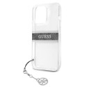 Guess GUHCP13LKB4GGR iPhone 13 Pro / 13 6.1" Transparent hardcase 4G Gray Strap Charm