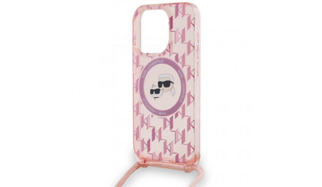 Karl Lagerfeld KLHMP15LHCKCKLCP iPhone 15 Pro 6.1" roosa kõvakaaneline IML crossbody monogramm Karl 