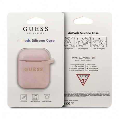 Guess GUACCSILGLLP AirPods kate roosa silikoon sädelev