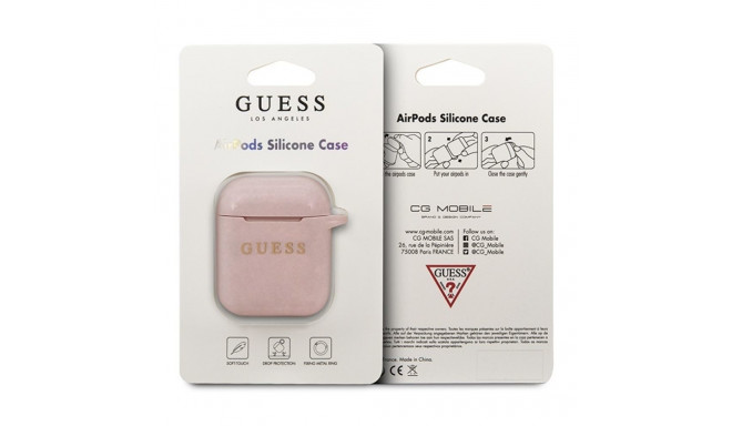 Guess GUACCSILGLLP AirPods 1/2 cover light pink/pink Silicone Glitter