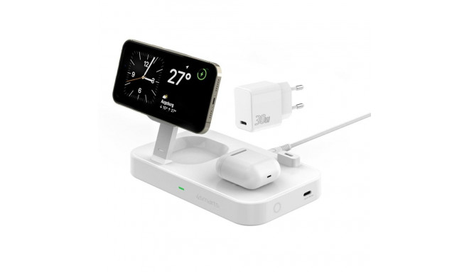 4smarts Inductive charger QI2 Trident 2in1 + USB-C + 30W wall charger white/white 540998