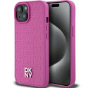 DKNY DKHMP15SPSHRPSP iPhone 15 / 14 / 13 6.1" pink/pink hardcase Leather Pattern Metal Logo MagSafe