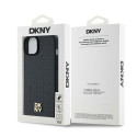 DKNY DKHMP15SPSHRPSK iPhone 15 / 14 / 13 6.1" black/black hardcase Leather Pattern Metal Logo MagSaf