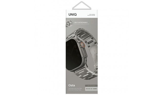 Uniq Osta rihm Apple Watch 42/44/45/49 mm Series 1/2/3/4/5/6/7/8/SE/SE2/Ultra roostevaba teras hõbed