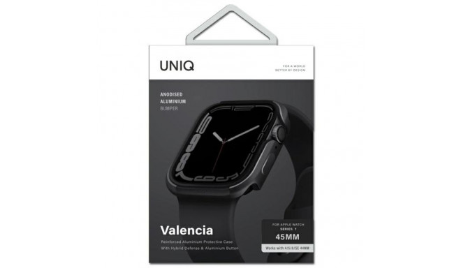 UNIQ Valencia ümbris Apple Watch Series 4/5/6/7/8/9/SE/SE2/SE3 45/44mm grafiit