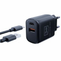 3MK HyperCharger 20W 1xUSB-C + 1xUSB-A PD/QC mains charger black/black