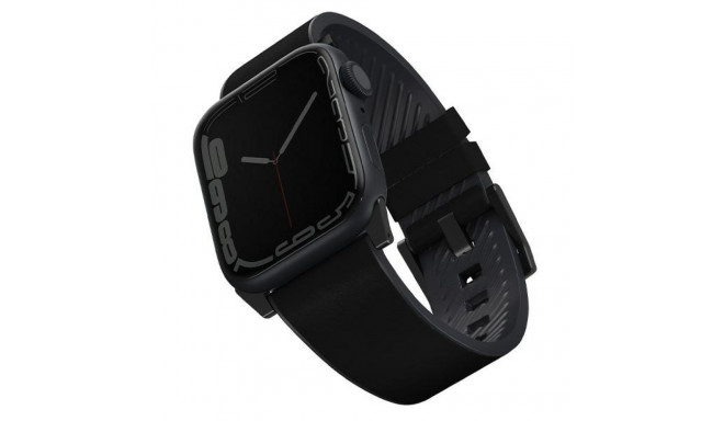 Uniq Straden rihm Apple Watch Series 1-8/SE/SE2/Ultra 42/44/45/49 nahast hübriidrihm must