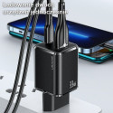 USAMS Lad. network. 1xUSB-C+1xUSB T43 33W PD3.0 +QC3.0 + U63 USB-C to lightning cable black/black US