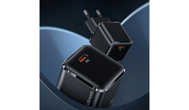 USAMS wall charger 1xUSB-C T45 30W PD3.0 + QC3.0 Fast Charging + U63 cable USB-C/Lightning white