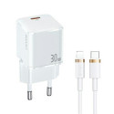 USAMS Lad. network. 1xUSB-C T45 30W PD3.0 Fast Charging + U63 USB-C/Lightning cable white/white UXTZ