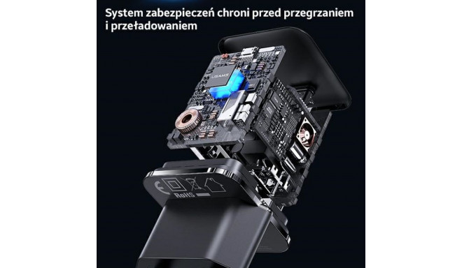 USAMS seinalaadija 1xUSB-C T45 mini 30W (ainult pea) PD3.0 kiirlaadimine must CC148TC01 (US-CC14)