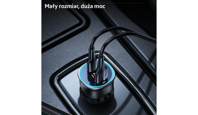 USAMS Car Charger 1xUSB + 1xUSB-C C26 95W (head only) Fast Charge black CC146TC01 (US-CC146)