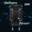 USAMS Lad. network. 1xUSB-C T36 mini 20W + USB-C-Lightning cable black/black PD3.0 Fast Charging XFK