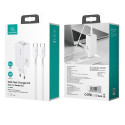 USAMS Lad. network. MT 2xUSB-C+USB GaN 65W T33 PD + USB-C-USB-C cable 100W Fast Charging white/white