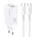 USAMS Lad. network. MT 2xUSB-C+USB GaN 65W T33 PD + USB-C-USB-C cable 100W Fast Charging white/white