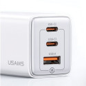 USAMS Lad. network. 2xUSB-C+1xUSB 65W (head only) GaN PD3.0 +QC3.0 Fast Charging blue/gradient blue 