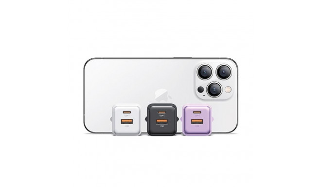 Usams laadija 1xUSB+1xUSB-C PD30W 3A (ainult pea) PD3.0 kiirlaadimine lilla X-ron seeria