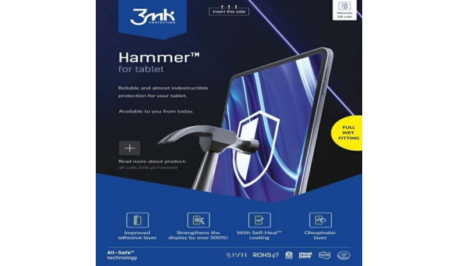 3MK All-In-One Hammer Tablet märgpaigaldus müüakse 5-pakendis, hind 1 tk kohta