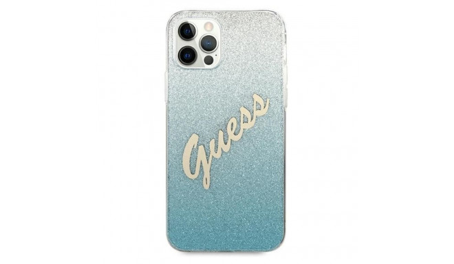 Guess GUHCP12LPCUGLSBL iPhone 12 Pro Max 6.7" sinine kõvakaaneline Glitter Gradient Script