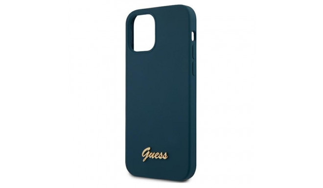 Guess GUHCP12LLSLMGBL iPhone 12 Pro Max 6.7" sinine kõvakaaneline ümbris metallist logo kirjadega
