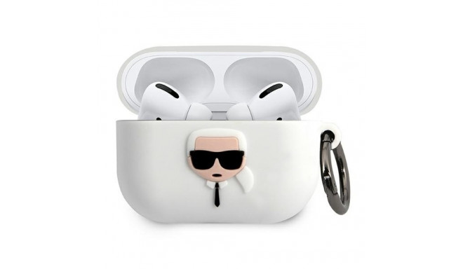 Karl Lagerfeld KLACAPSILGLWH valge silikoonist Ikonik AirPods Pro kate