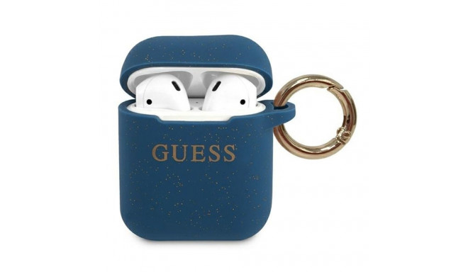 Guess GUACCSILGLBL AirPods 1/2 cover blue/blue Silicone Glitter