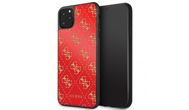 Guess GUHCN654GGPRE iPhone 11 Pro Max punane kõva ümbris 4G kahekihiline sädelev