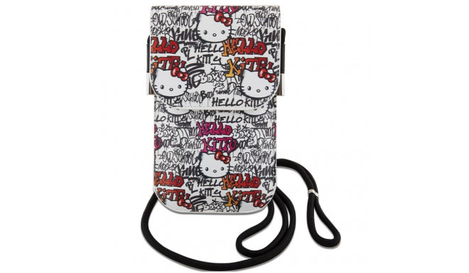 Hello Kitty Handbag HKOWBHDGPTE Beige Leather Tags Graffiti Cord