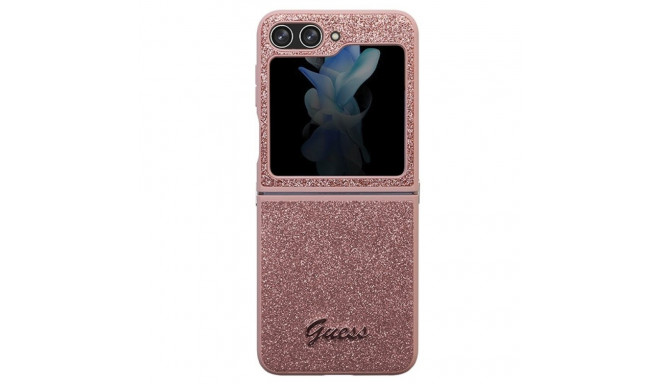 Guess GUHCZF5HGGSHP F731 Z Flip5 roosa kõvakorpus sädelev kiri